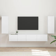 Set TV komoda 4 pcs Visoki sjaj bijela Konstruirano drvo