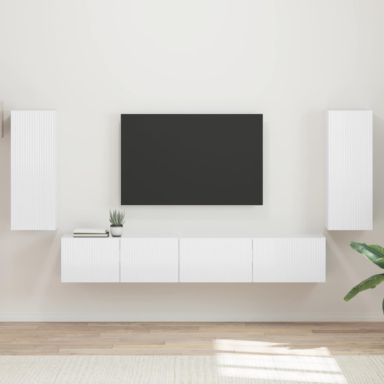 Set TV komoda 4 pcs Visoki sjaj bijela Konstruirano drvo
