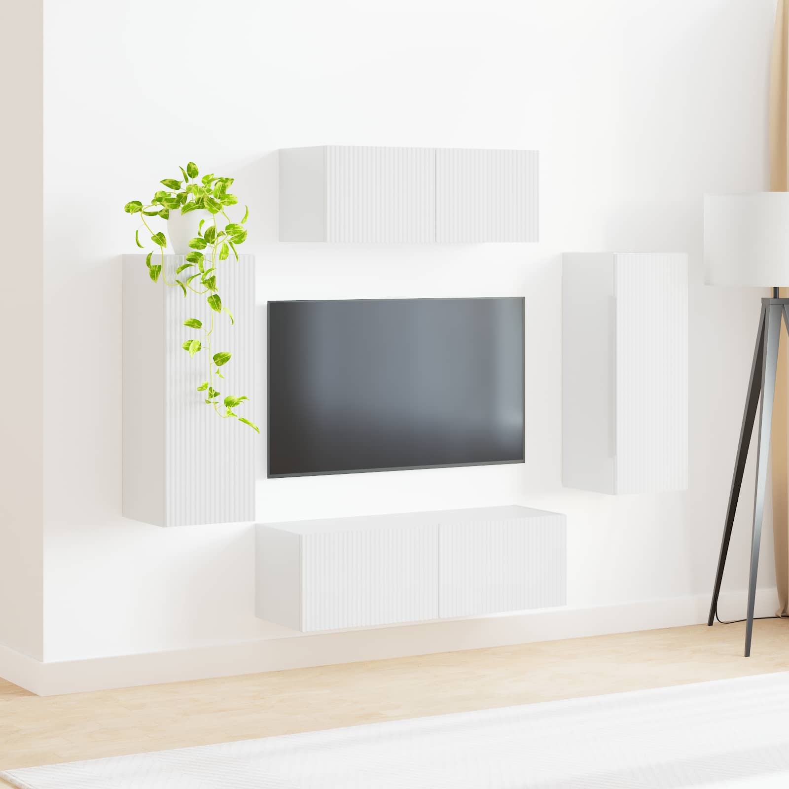 Set TV komoda 4 pcs Visoki sjaj bijela Konstruirano drvo