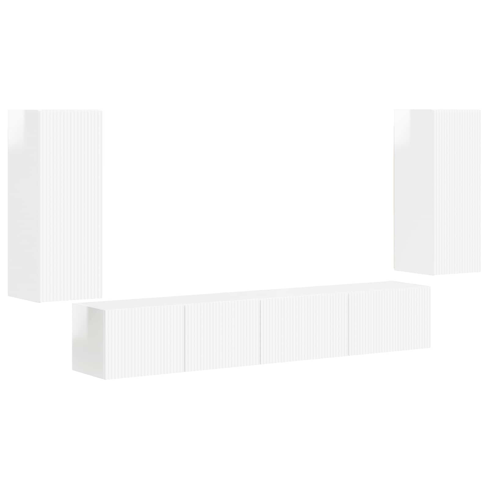 Set TV komoda 4 pcs Visoki sjaj bijela Konstruirano drvo