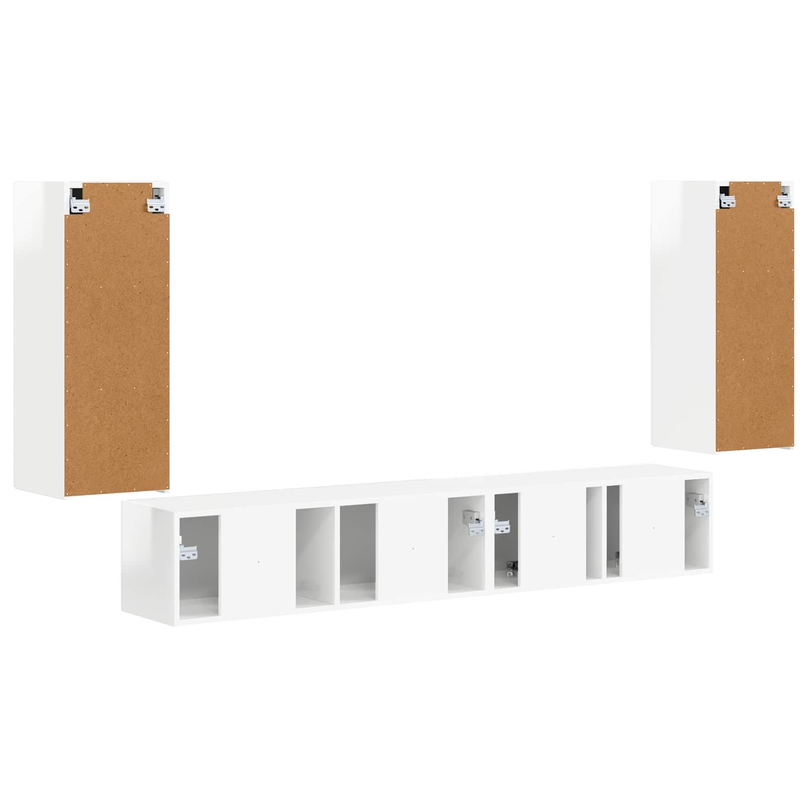 Set TV komoda 4 pcs Visoki sjaj bijela Konstruirano drvo