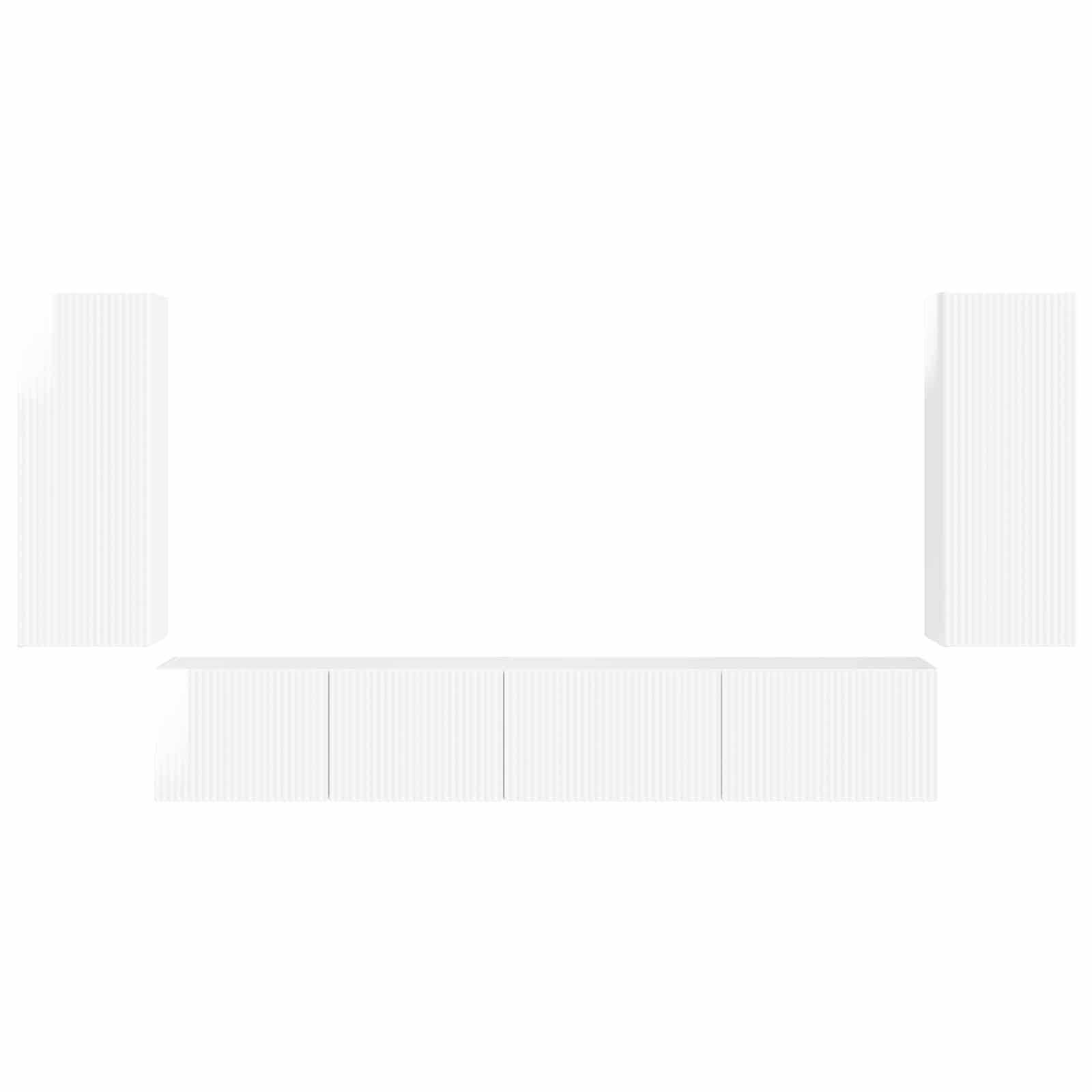 Set TV komoda 4 pcs Visoki sjaj bijela Konstruirano drvo