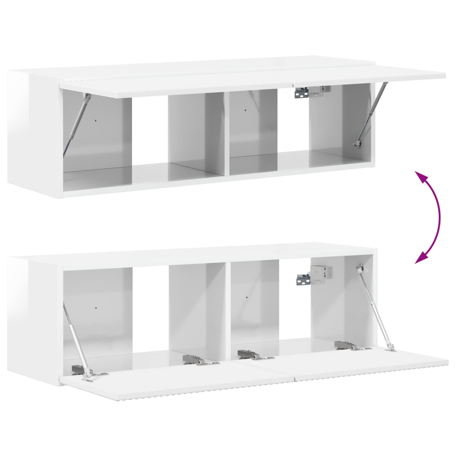 Set TV komoda 4 pcs Visoki sjaj bijela Konstruirano drvo