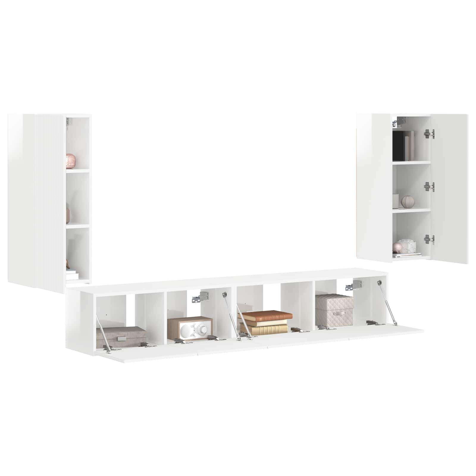 Set TV komoda 4 pcs Visoki sjaj bijela Konstruirano drvo