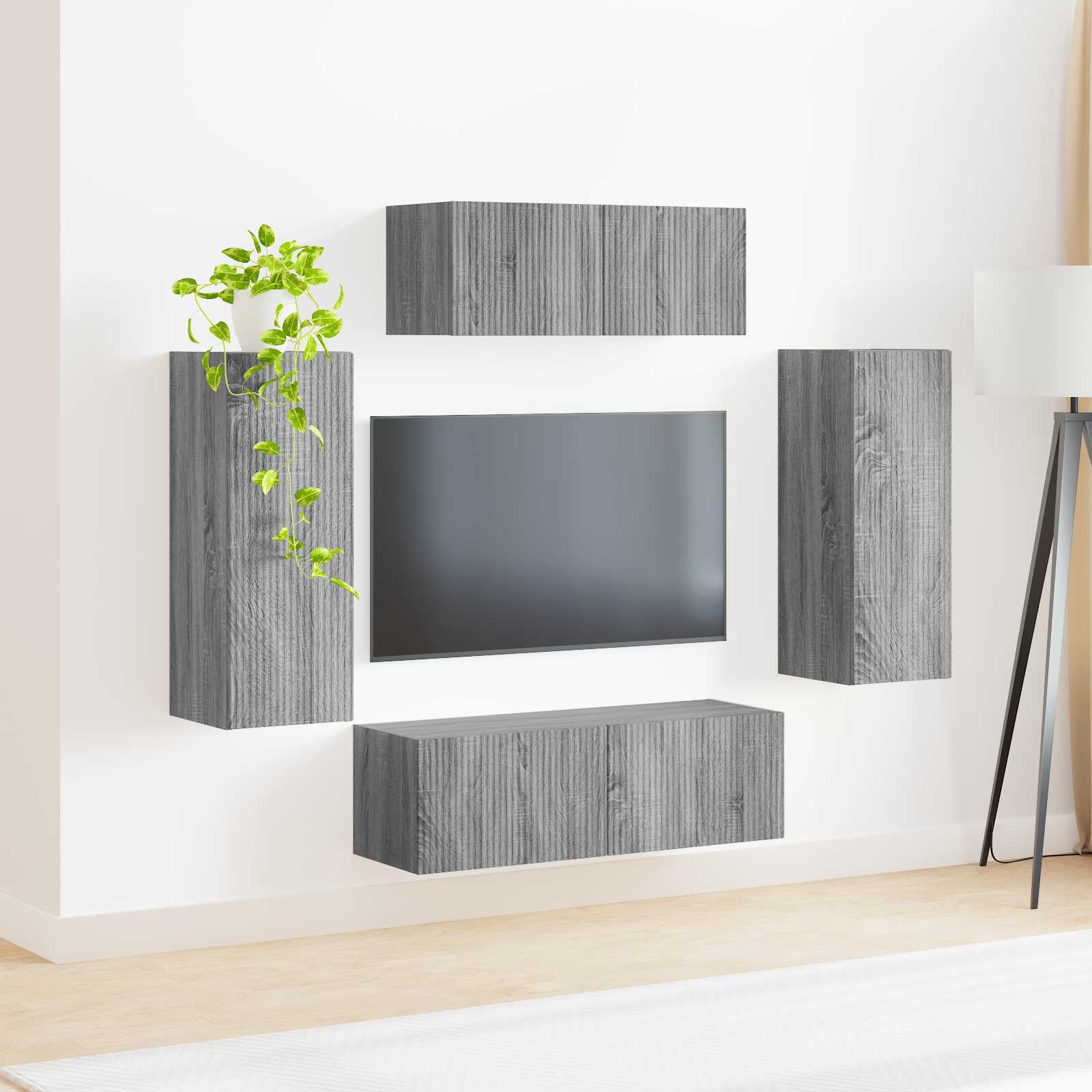 Set TV komoda 4 pcs Siva Sonoma Konstruirano drvo