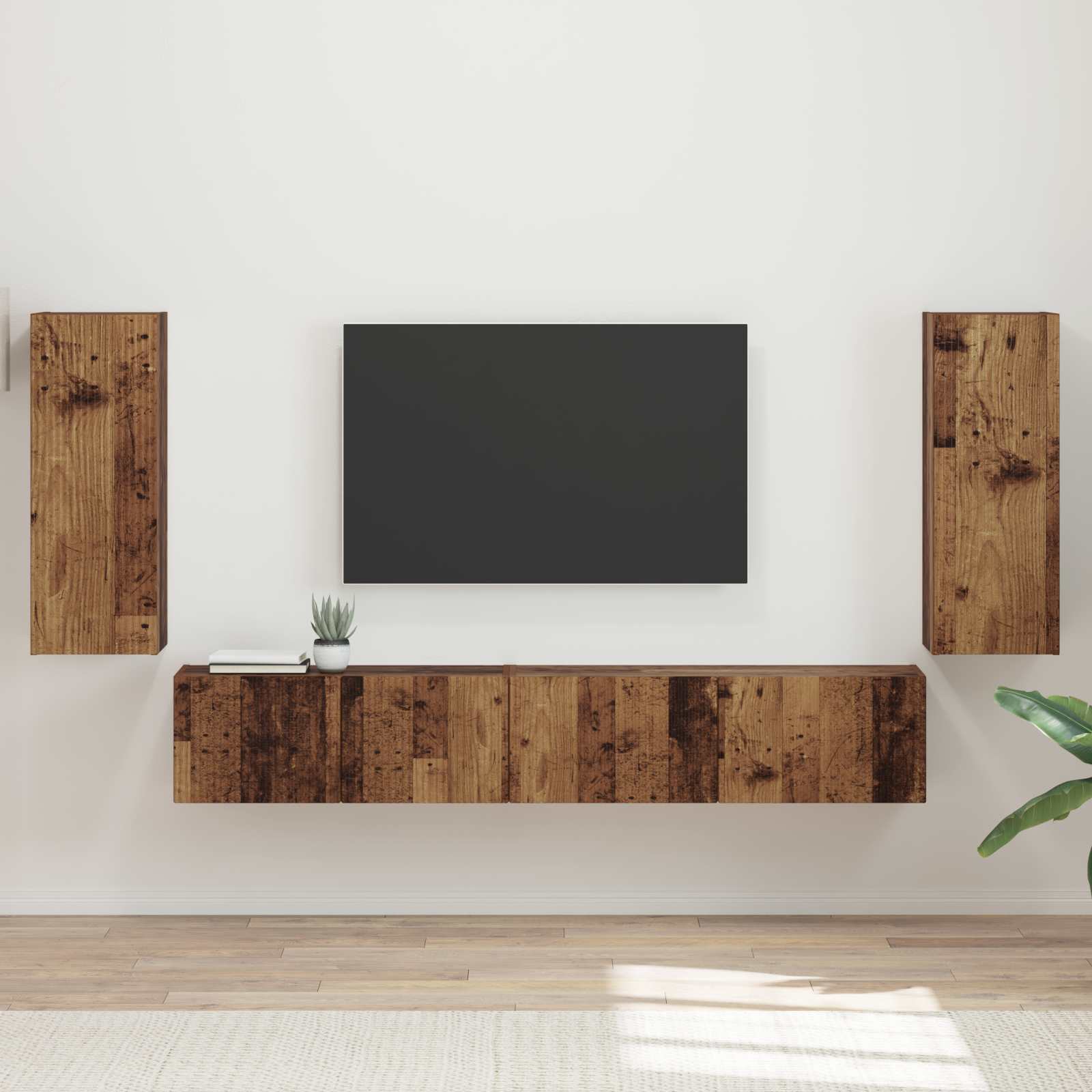 Set TV komoda 4 pcs Staro drvo Konstruirano drvo