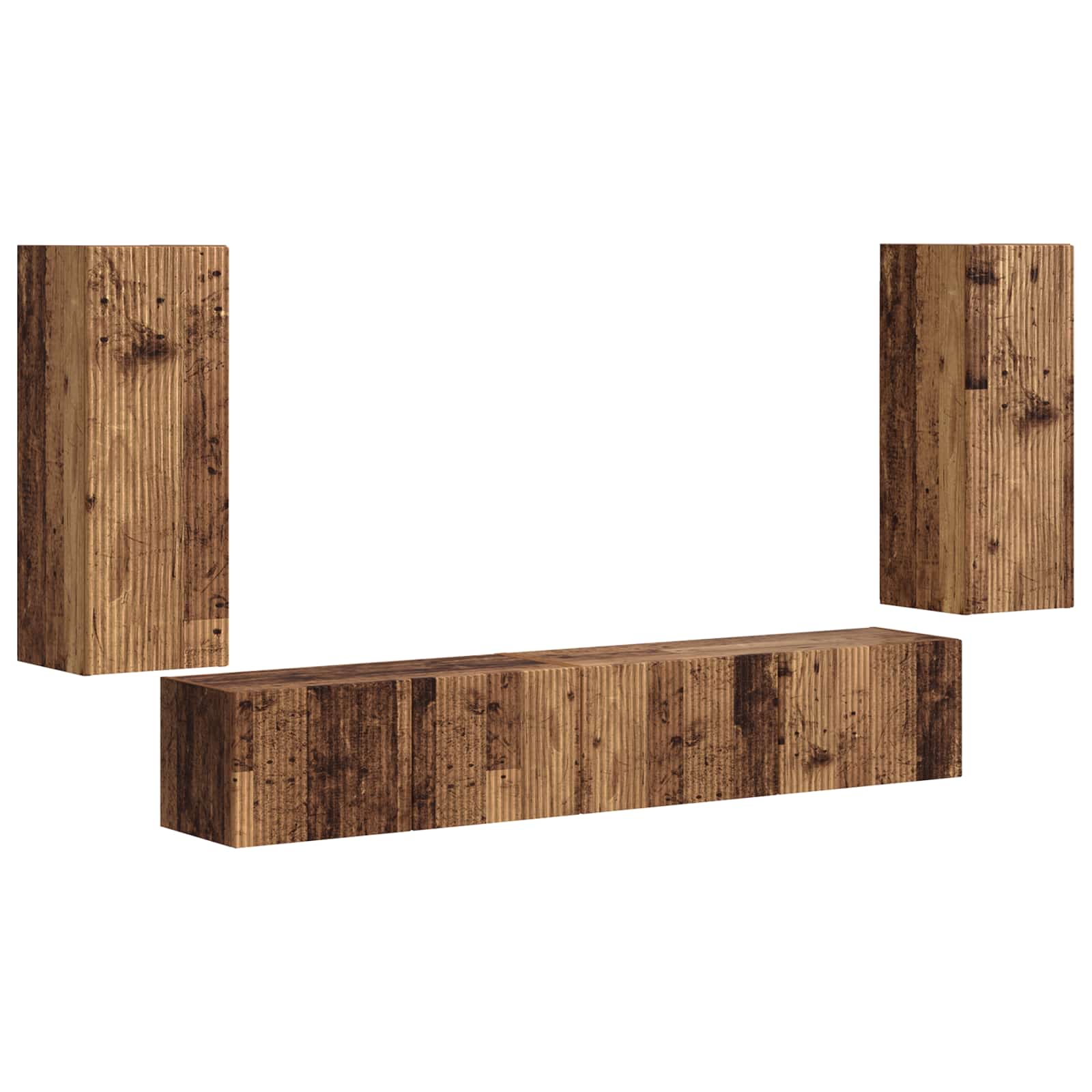 Set TV komoda 4 pcs Staro drvo Konstruirano drvo