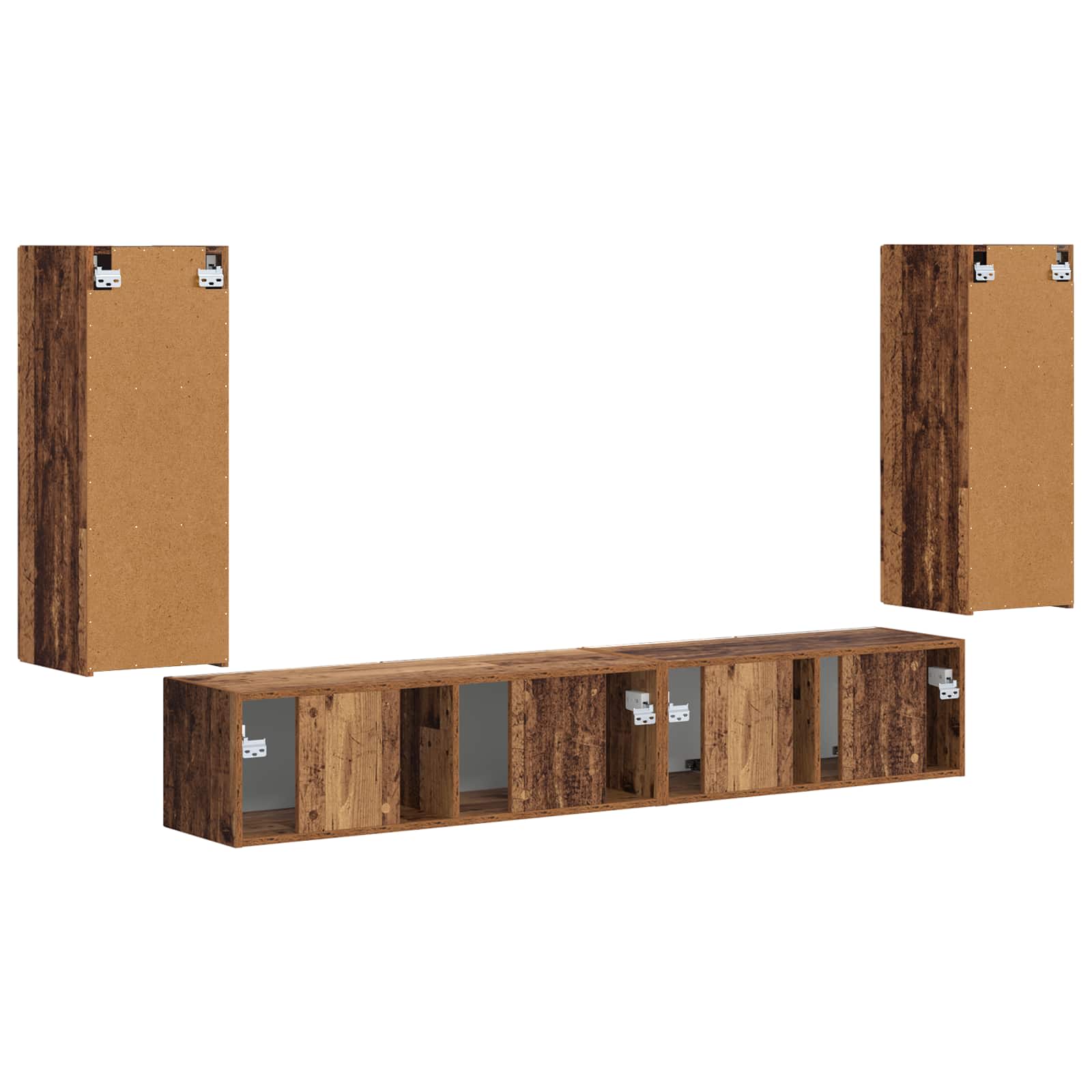 Set TV komoda 4 pcs Staro drvo Konstruirano drvo