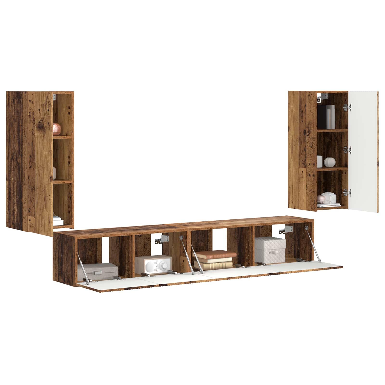 Set TV komoda 4 pcs Staro drvo Konstruirano drvo