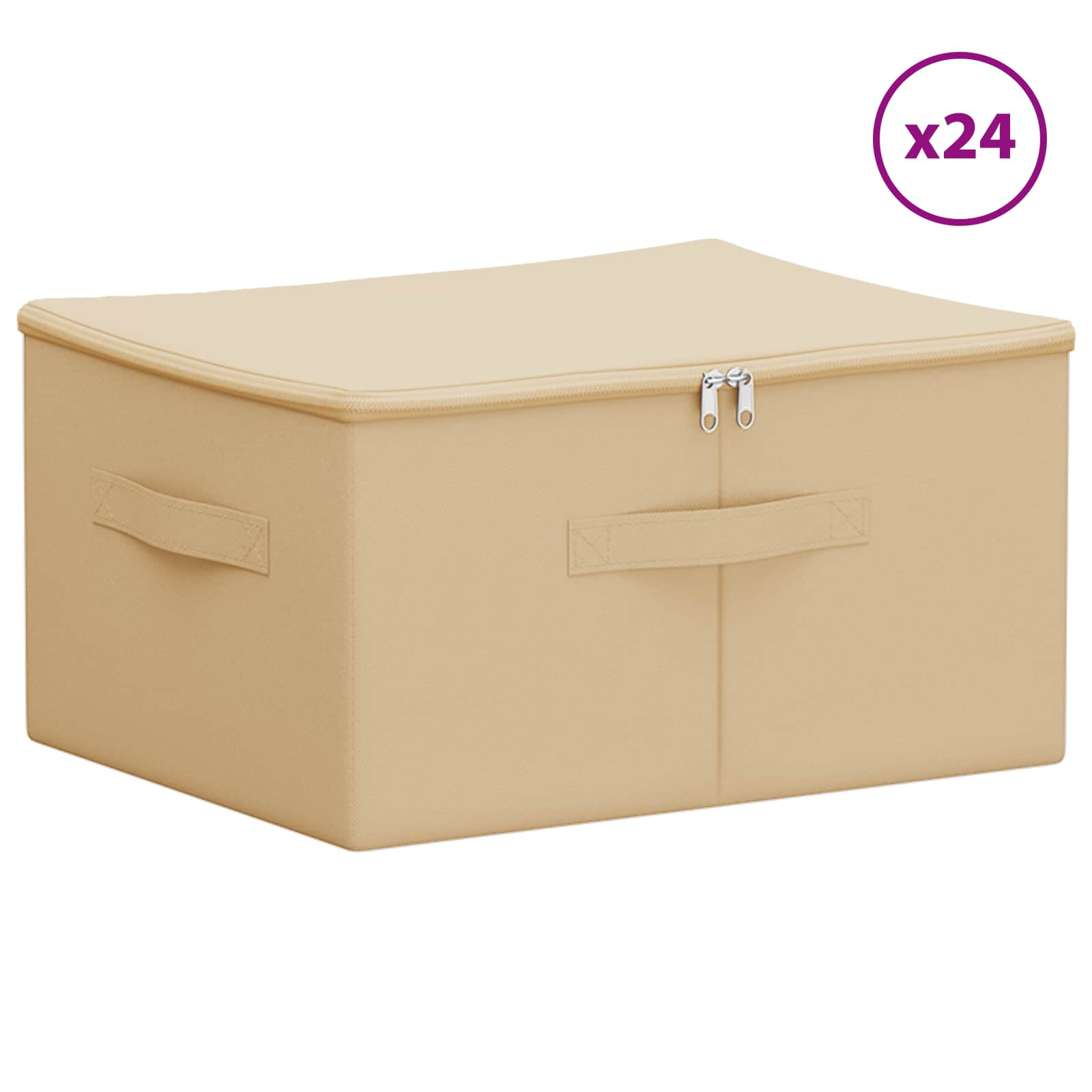 Kutija za spremanje 24 pcs Krem 50 x 30 x 25 cm Netkana tkanina