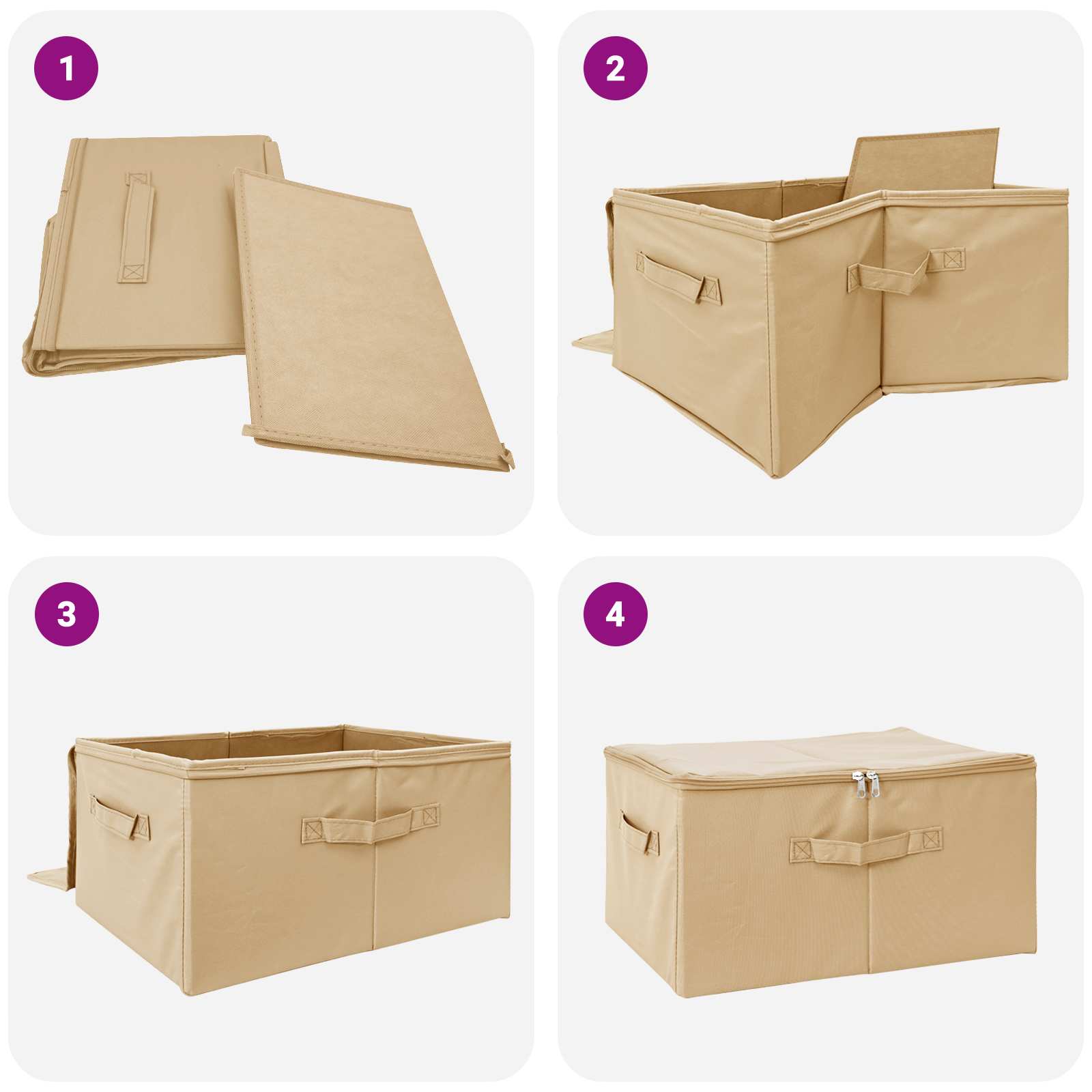 Kutija za spremanje 6 pcs Krem 55 x 35 x 32 cm Netkana tkanina