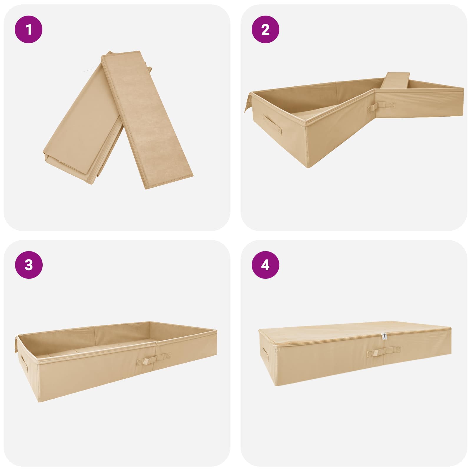 Kutija za spremanje 24 pcs Krem 90 x 48 x 15 cm Netkana tkanina