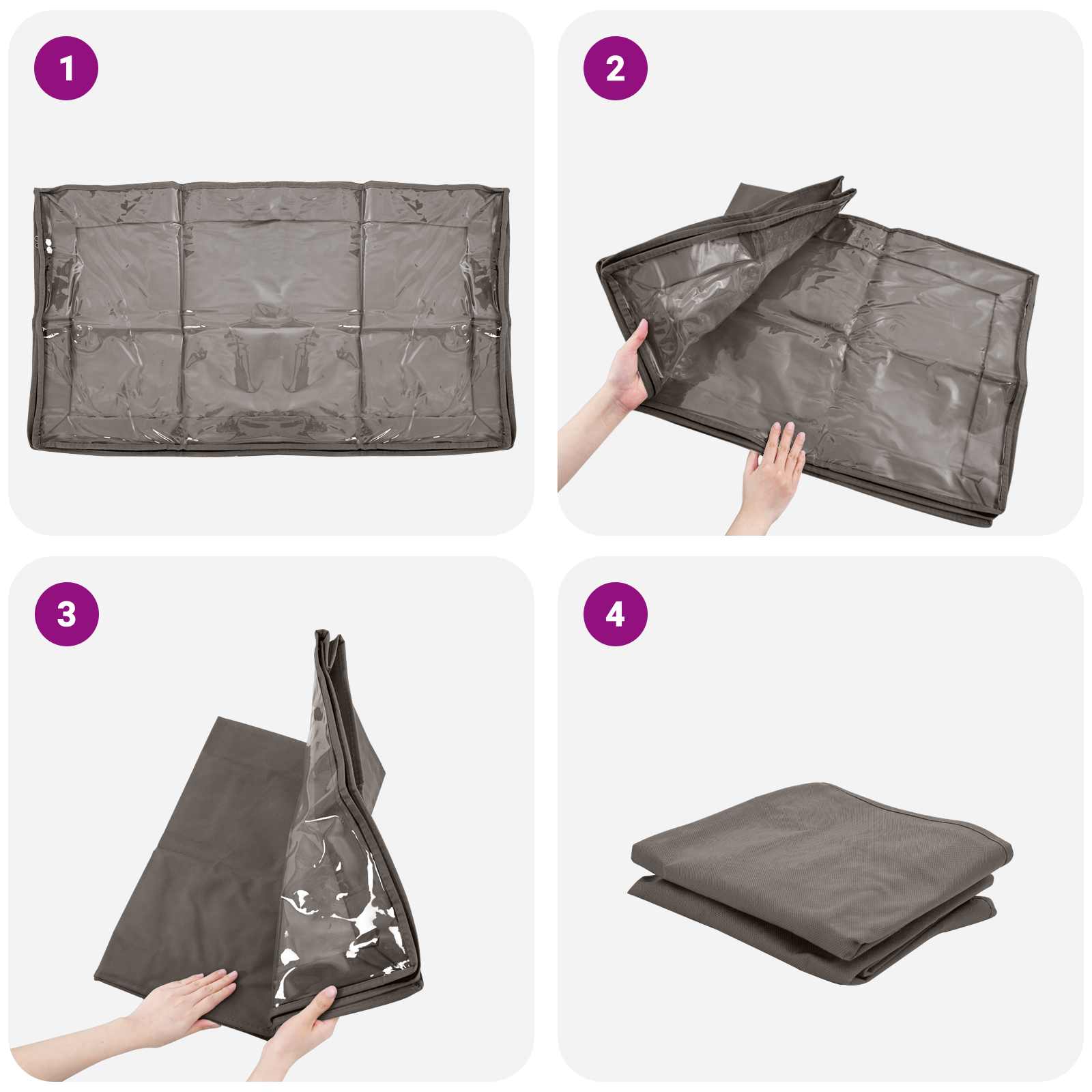 Kutija za pohranu s prozirnim prozorom na vrhu 6 pcs Siva