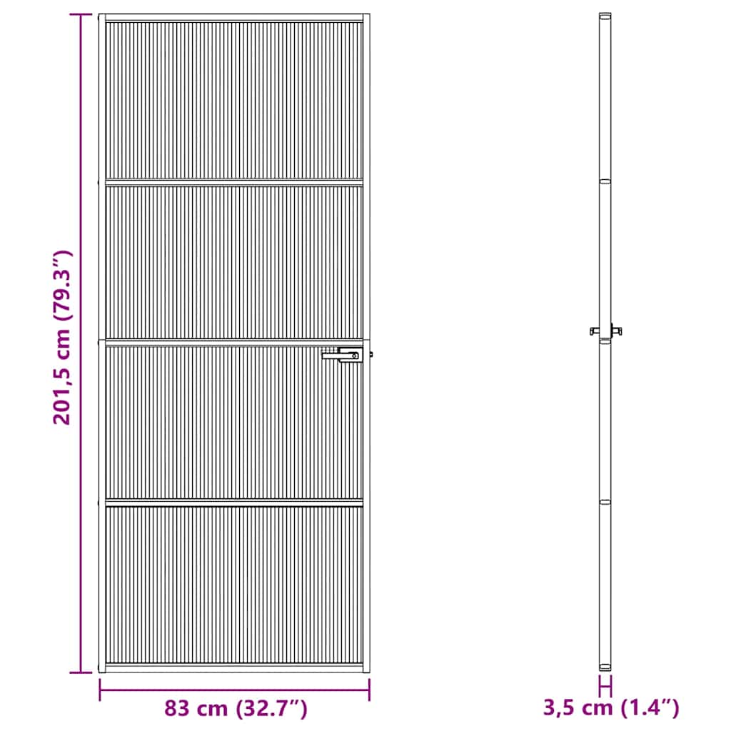 Vrata za dom 83 x 201,5 x 3,5 cm Aluminij i kaljeno staklo