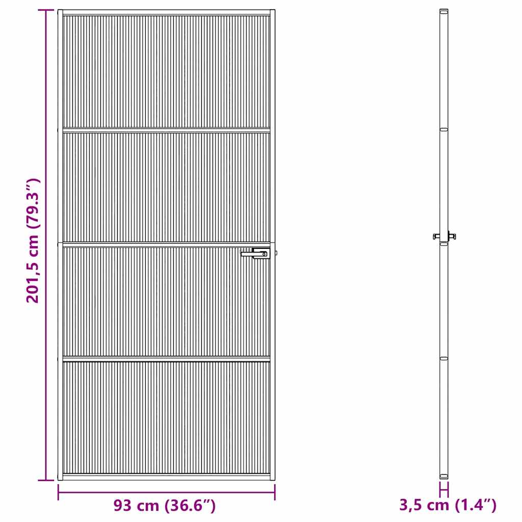 Vrata za dom 93 x 201,5 x 3,5 cm Aluminij i kaljeno staklo