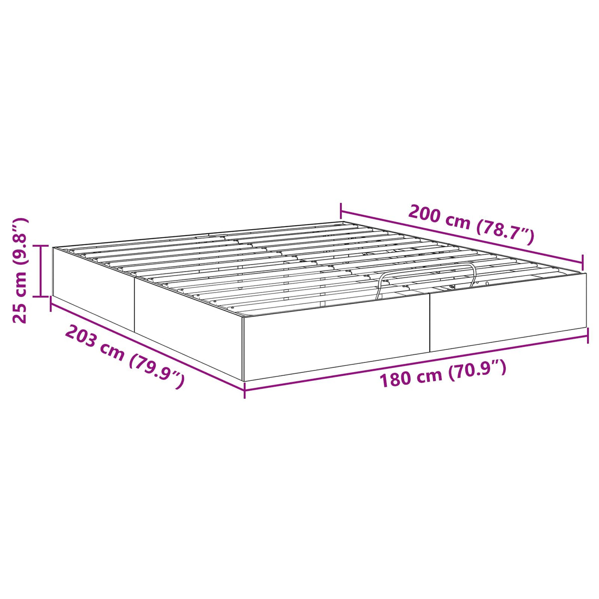 Otomanski krevet Bijeli 203 x 180 x 25 cm Konstrukcijsko drvo