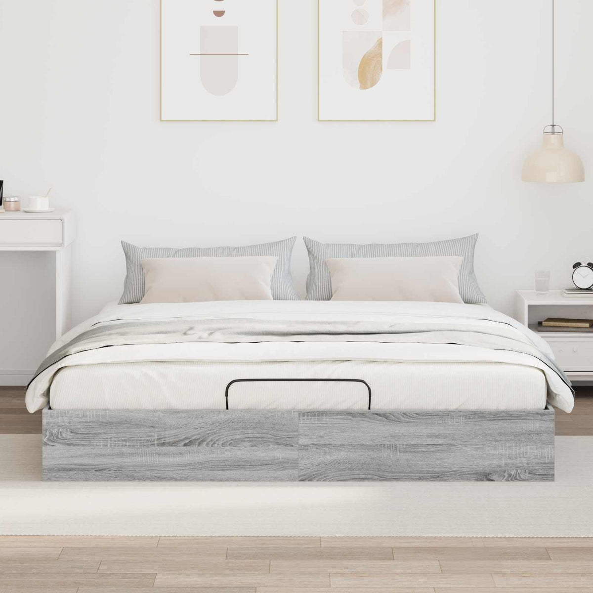 Otomanski krevet s pohranom Sivi Sonoma 203 x 160 x 25 cm