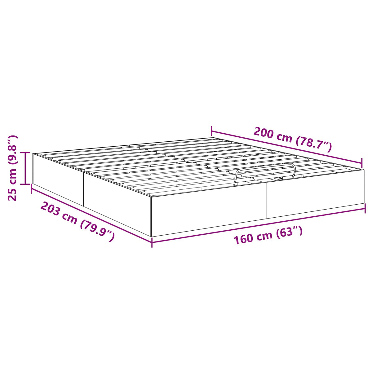 Otomanski krevet s pohranom Sivi Sonoma 203 x 160 x 25 cm