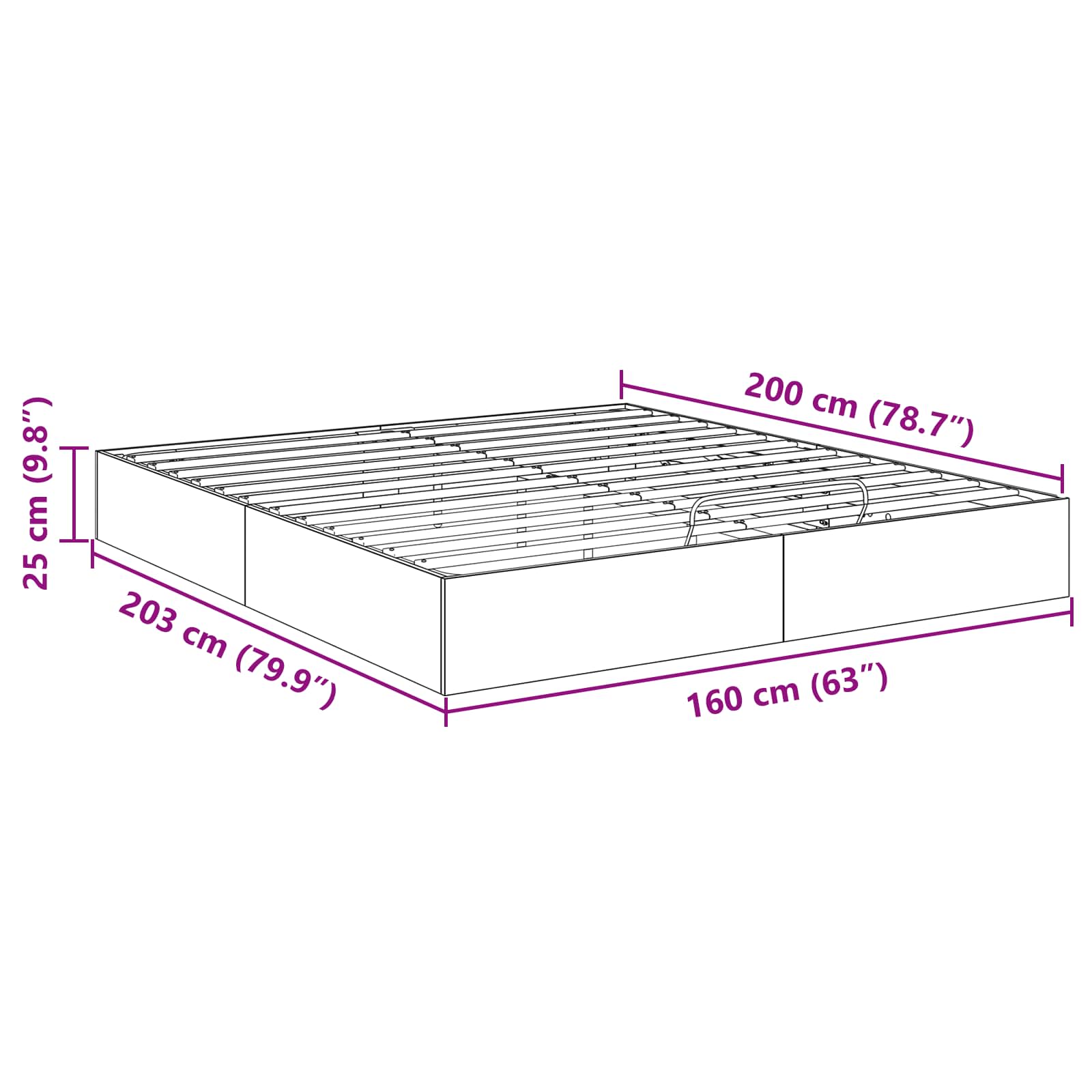 Otomanski krevet Staro drvo 160 x 200 cm Konstrukcijsko drvo