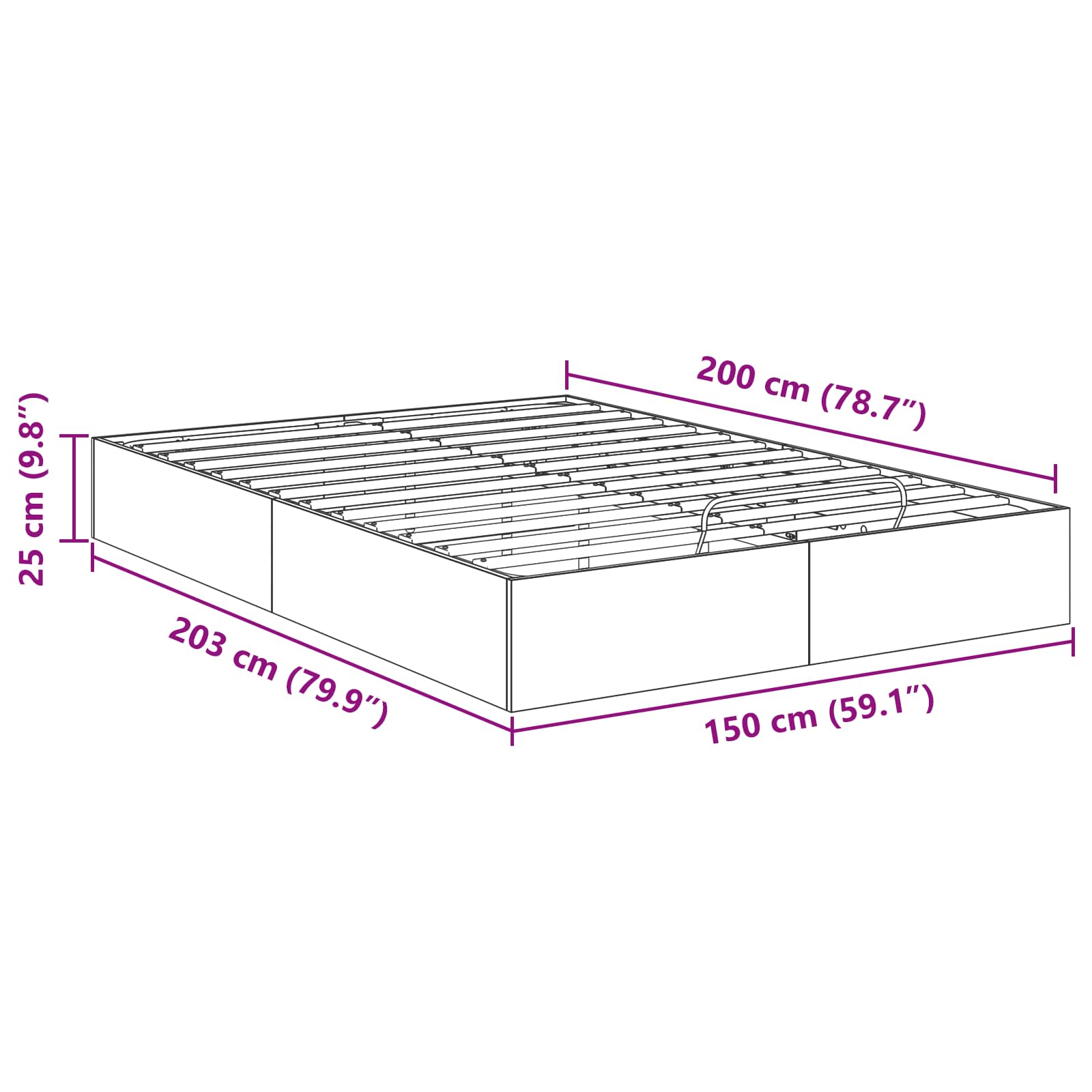 Otomanski krevet Bijeli 203 x 150 x 25 cm Konstrukcijsko drvo