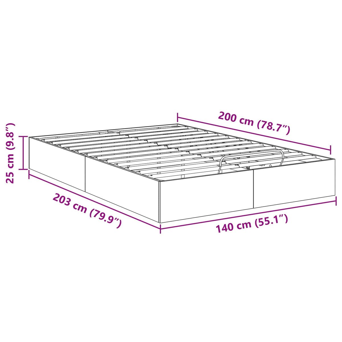 Otomanski krevet s pohranom Dimljeni Hrast 203 x 140 x 25 cm