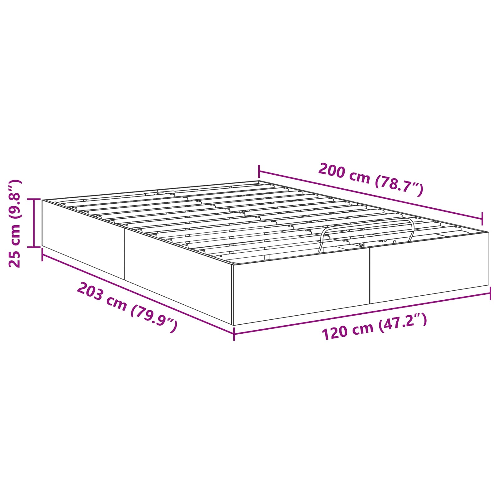 Otomanski krevet Bijeli 203 x 120 x 25 cm Konstrukcijsko drvo