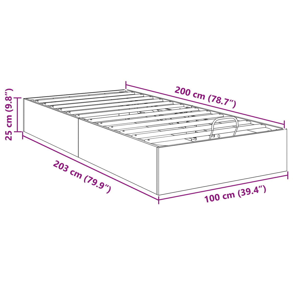 Otomanski krevet Bijeli 203 x 100 x 25 cm Konstrukcijsko drvo