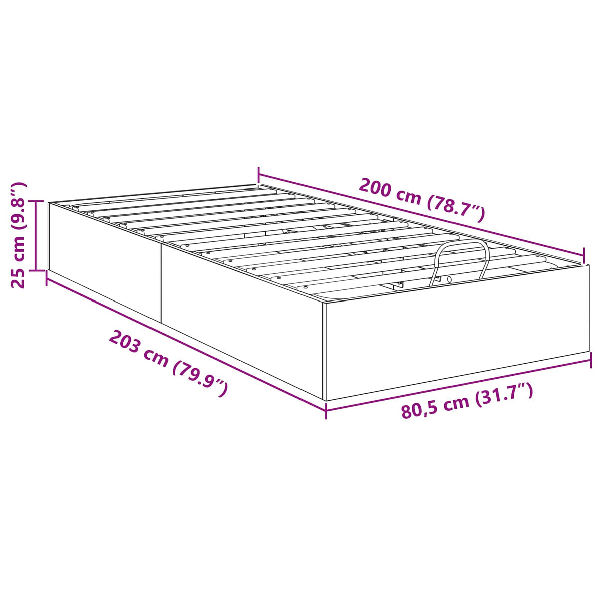 Otomanski krevet Bijeli 80,5 x 200 cm Konstrukcijsko drvo