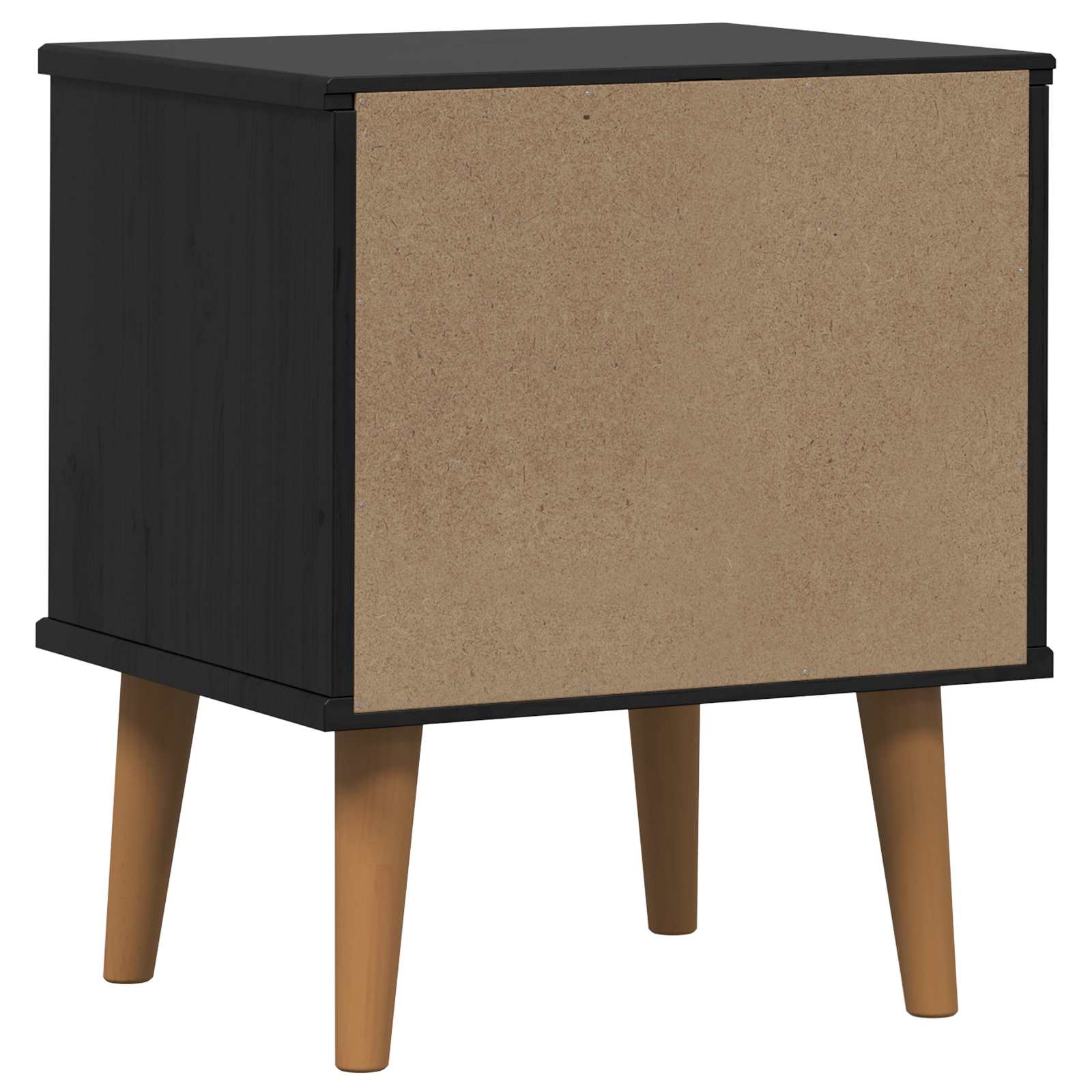 Noćni ormar s ladicama Crna 40 x 35 x 48 cm Masivna borovina