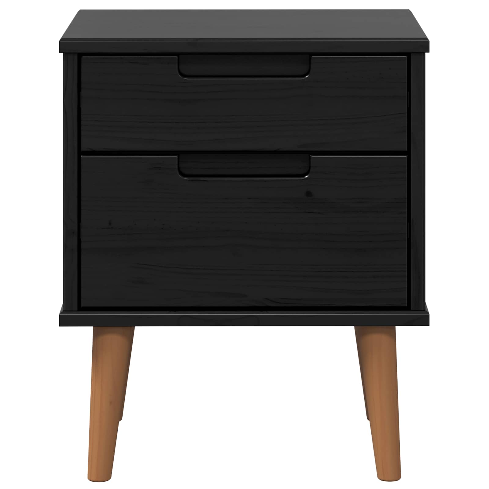 Noćni ormar s ladicama Crna 40 x 35 x 48 cm Masivna borovina