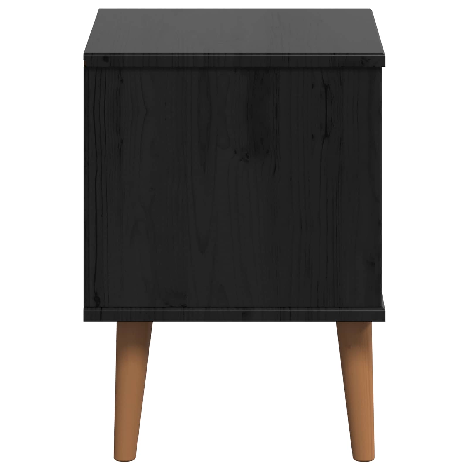 Noćni ormar s ladicama Crna 40 x 35 x 48 cm Masivna borovina