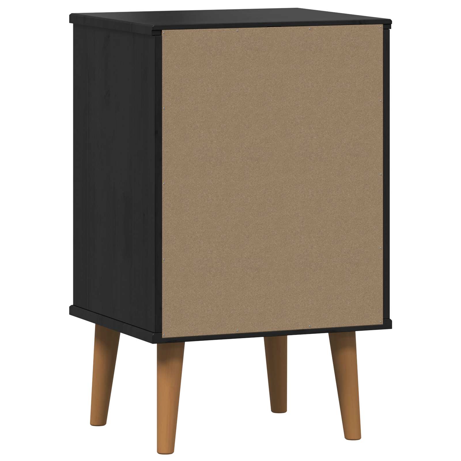 Noćni ormar s ladicama Crna 40 x 35 x 65 cm Masivna borovina