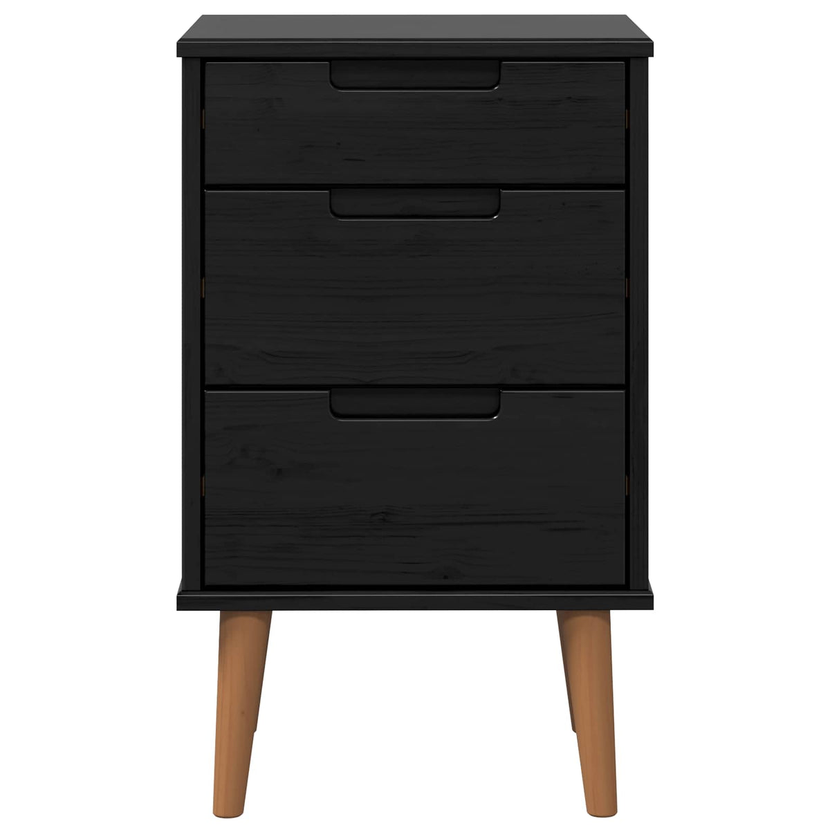 Noćni ormar s ladicama Crna 40 x 35 x 65 cm Masivna borovina