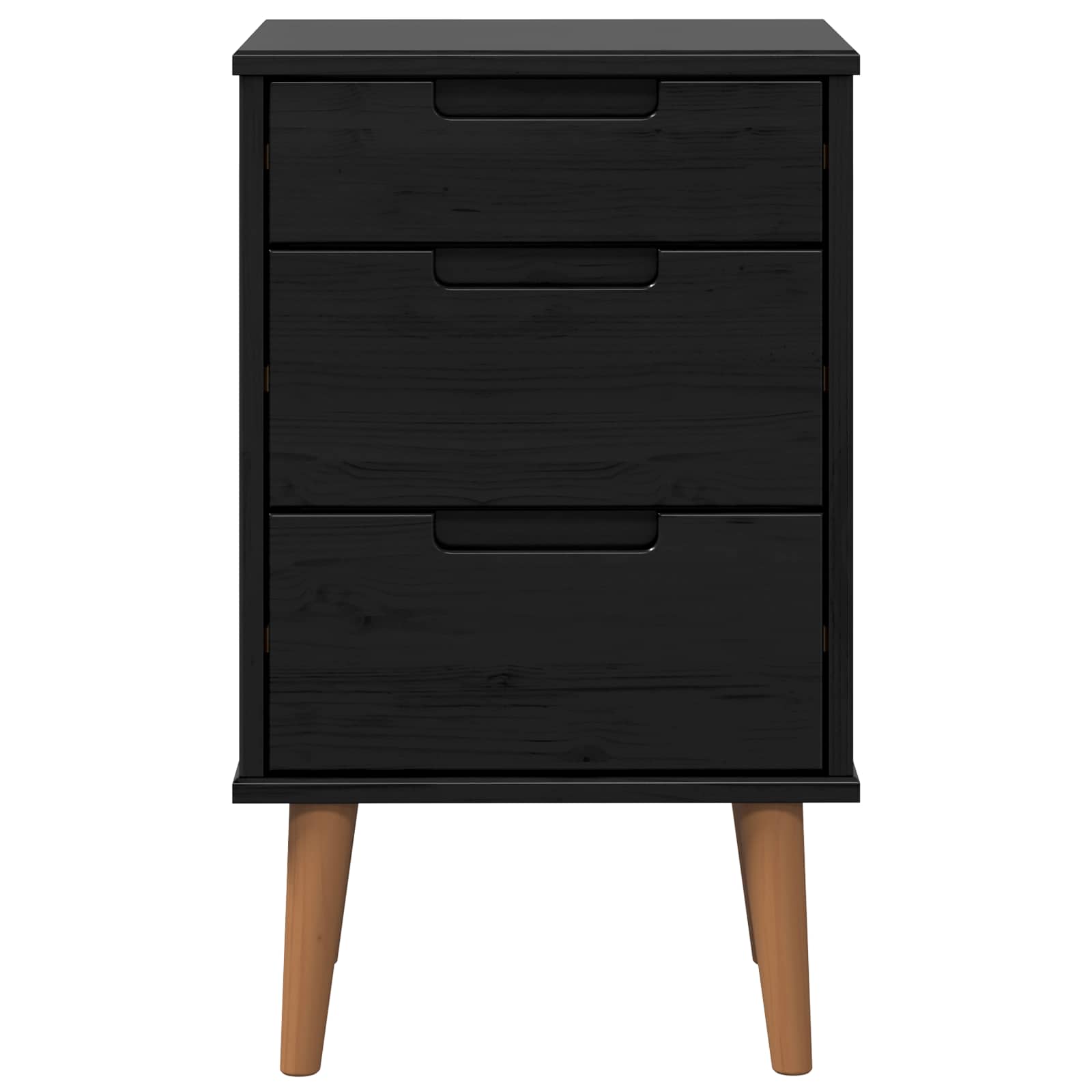 Noćni ormar s ladicama Crna 40 x 35 x 65 cm Masivna borovina