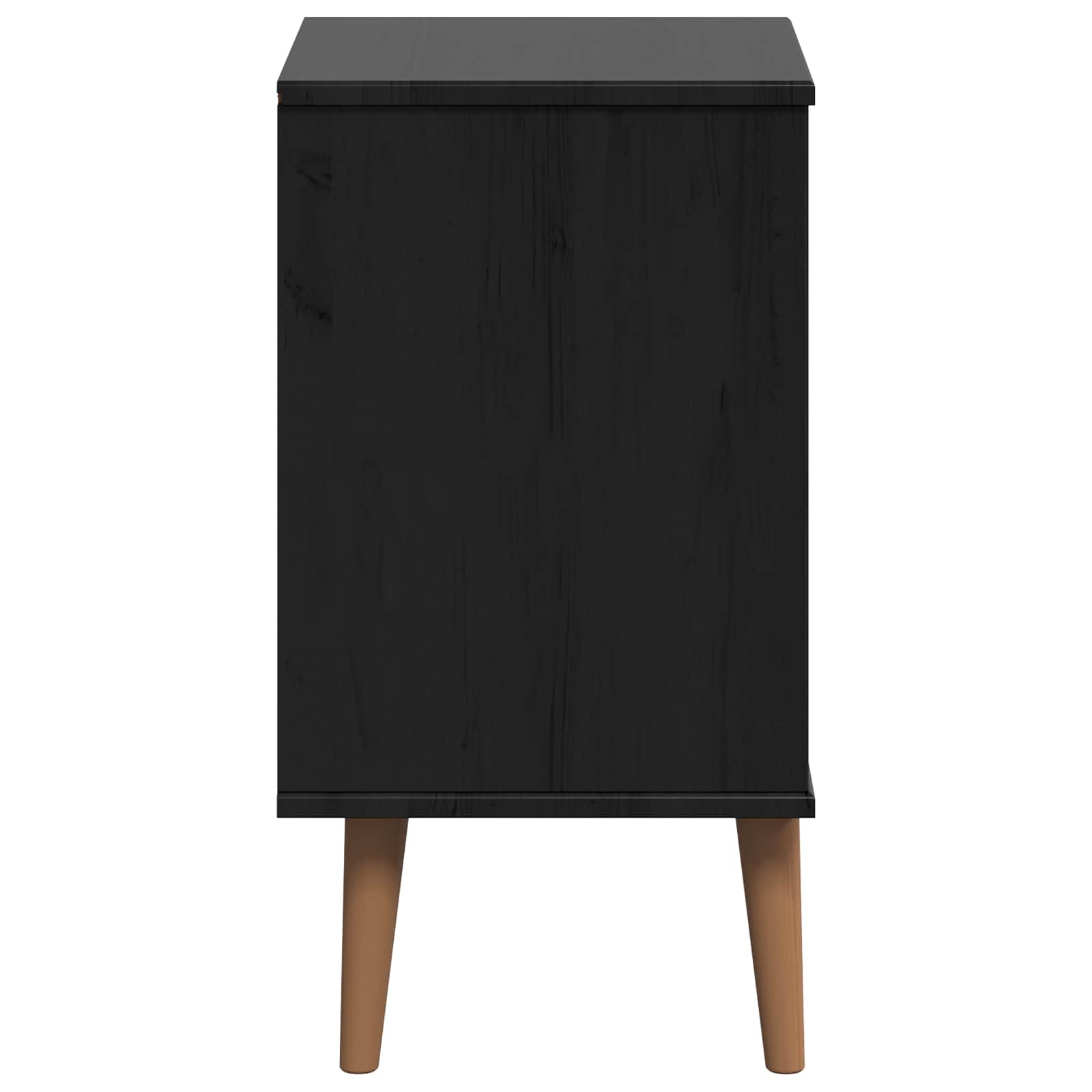 Noćni ormar s ladicama Crna 40 x 35 x 65 cm Masivna borovina