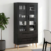 Vitrinski ormar od stakla Crna 90 x 35 x 175 cm