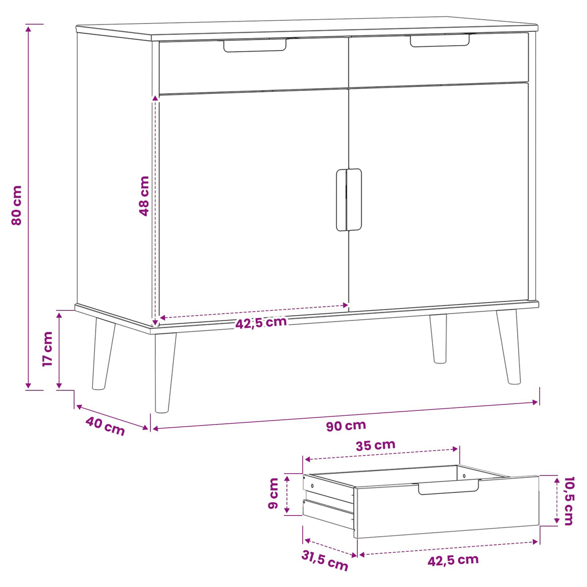 Kreveta MOLDE Karamele 90 x 40 x 80 cm