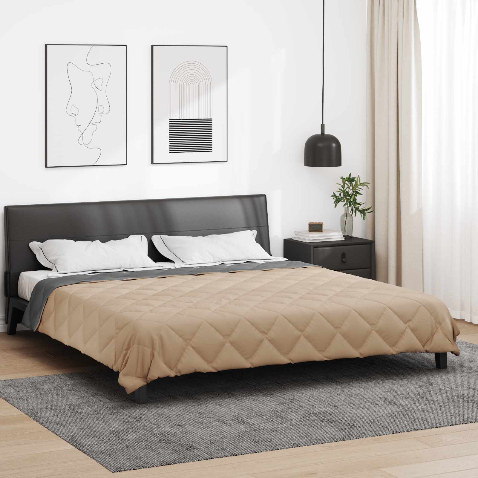 Ljetni pokrivač Antracit i taupe 240 x 260 cm Mikrovlakna