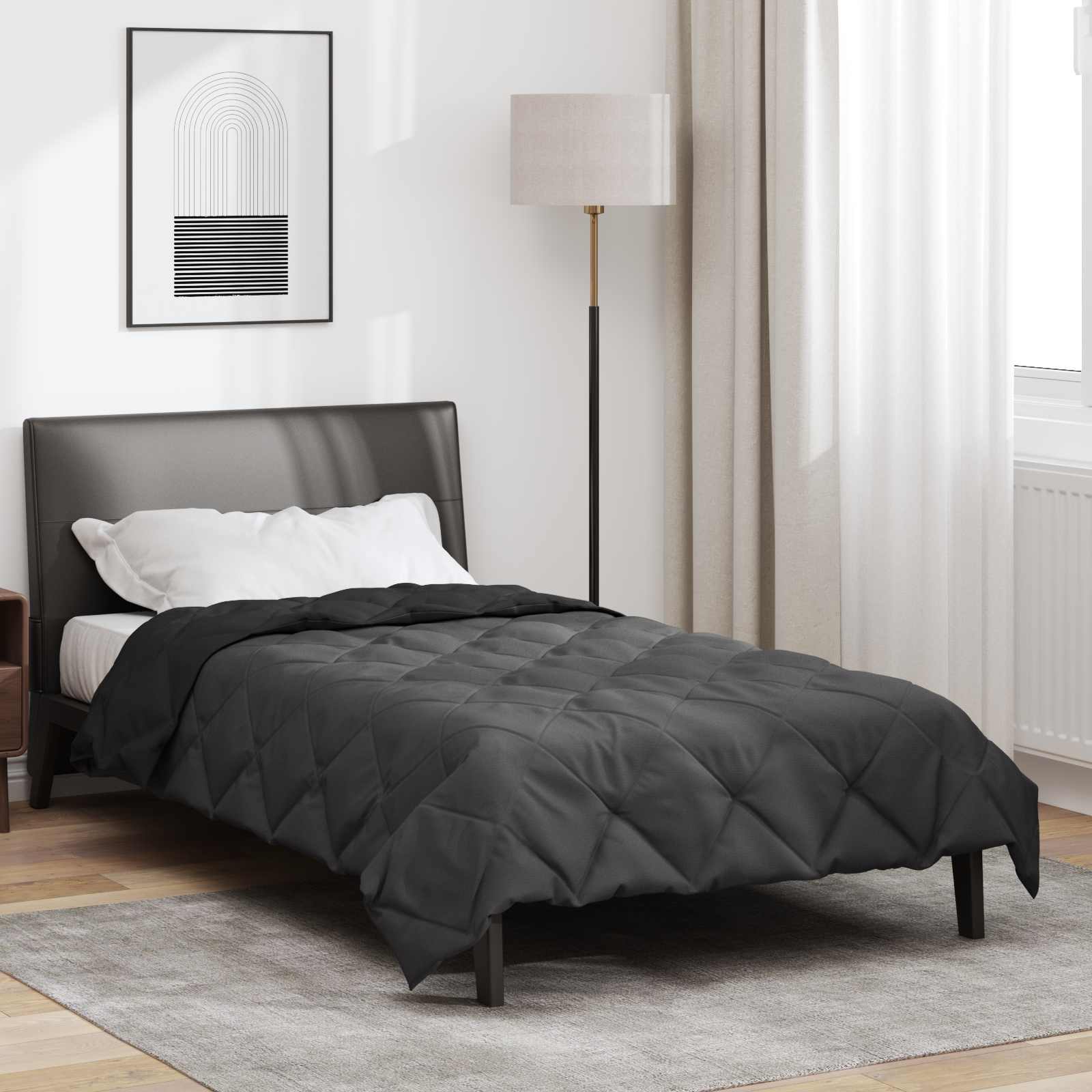 Ljetni pokrivač Crna i antracit 220 x 135 cm Mikrovlakna