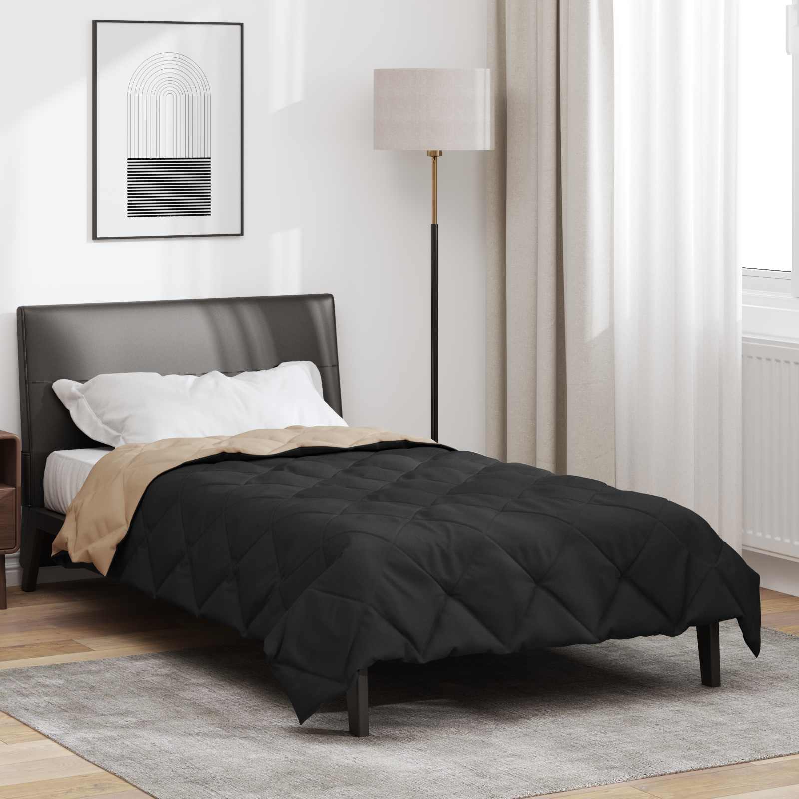 Ljetni pokrivač Crna i taupe 200 x 155 cm Mikrovlakna