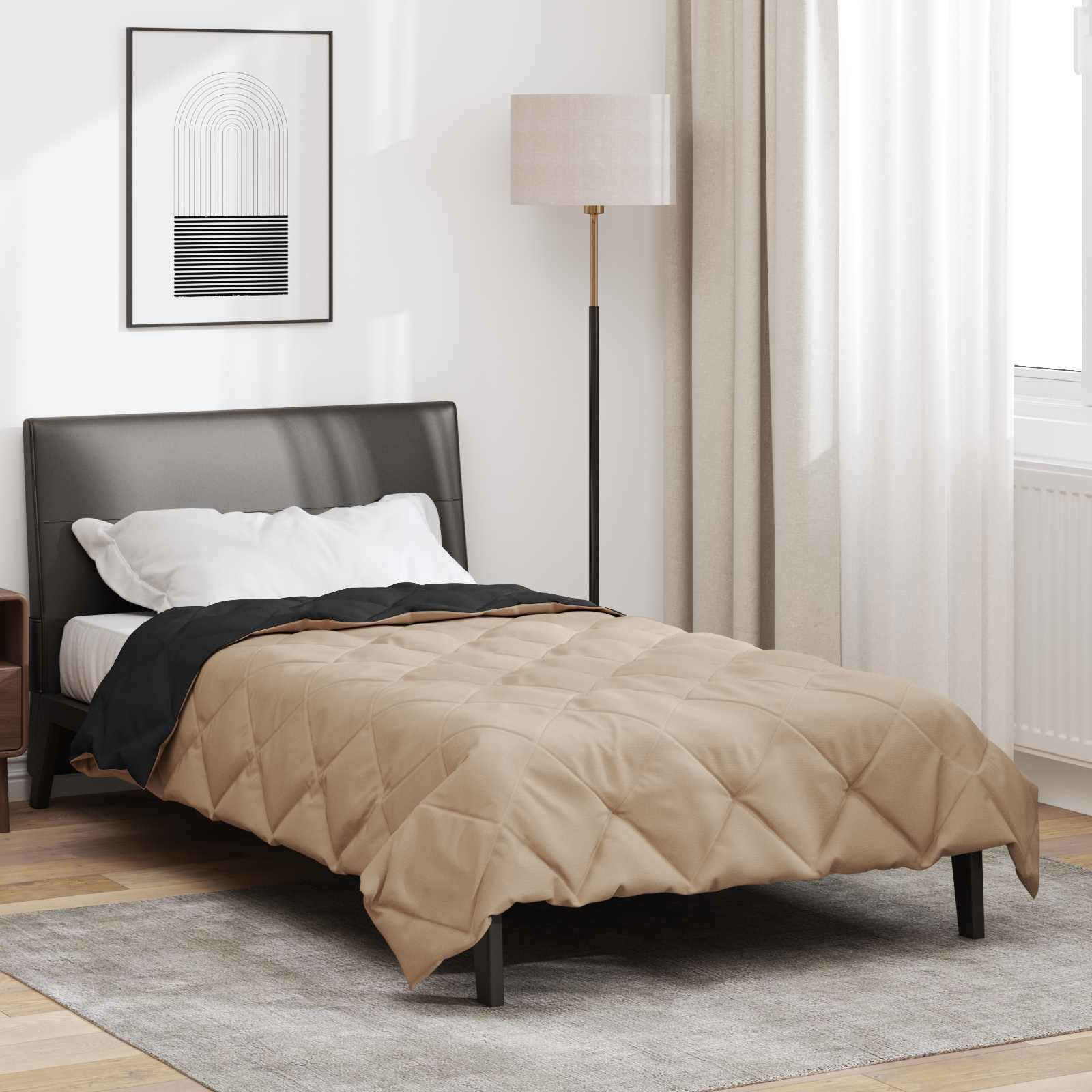 Ljetni pokrivač Crna i taupe 200 x 155 cm Mikrovlakna