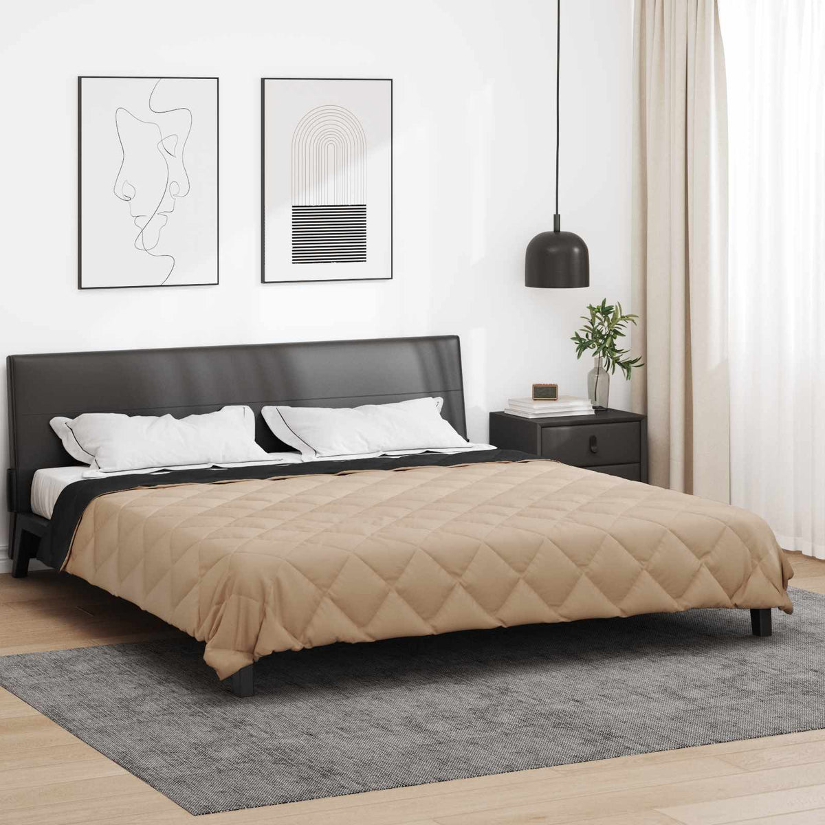 Puni pokrivač za cijelu godinu Crna i taupe 200 x 200 cm