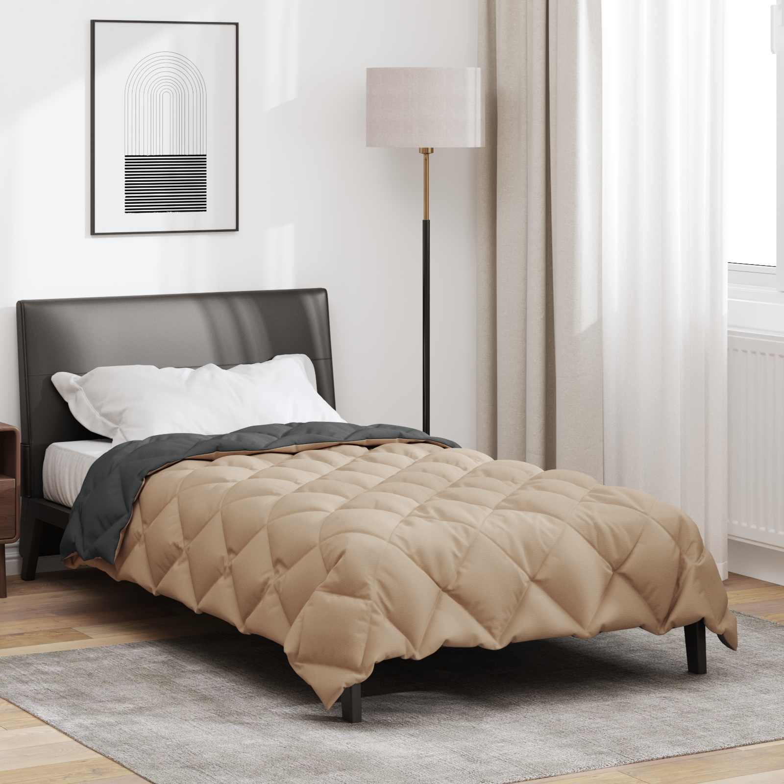 Zimska pokrivača 155 x 200 cm 450 gsm Antracit i taupe