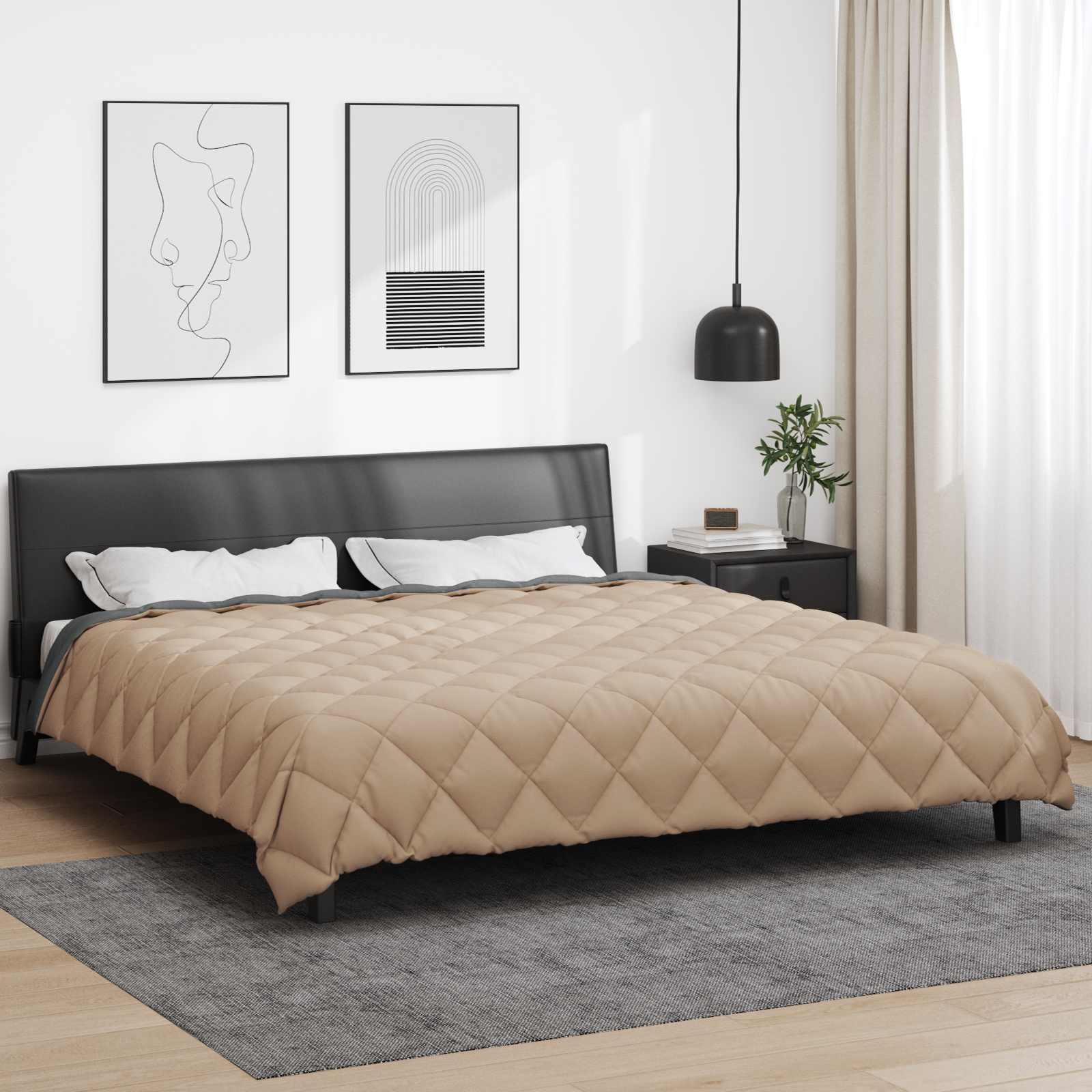 Zimska pokrivača Antracit i taupe 200 x 200 cm Mikrovlakna