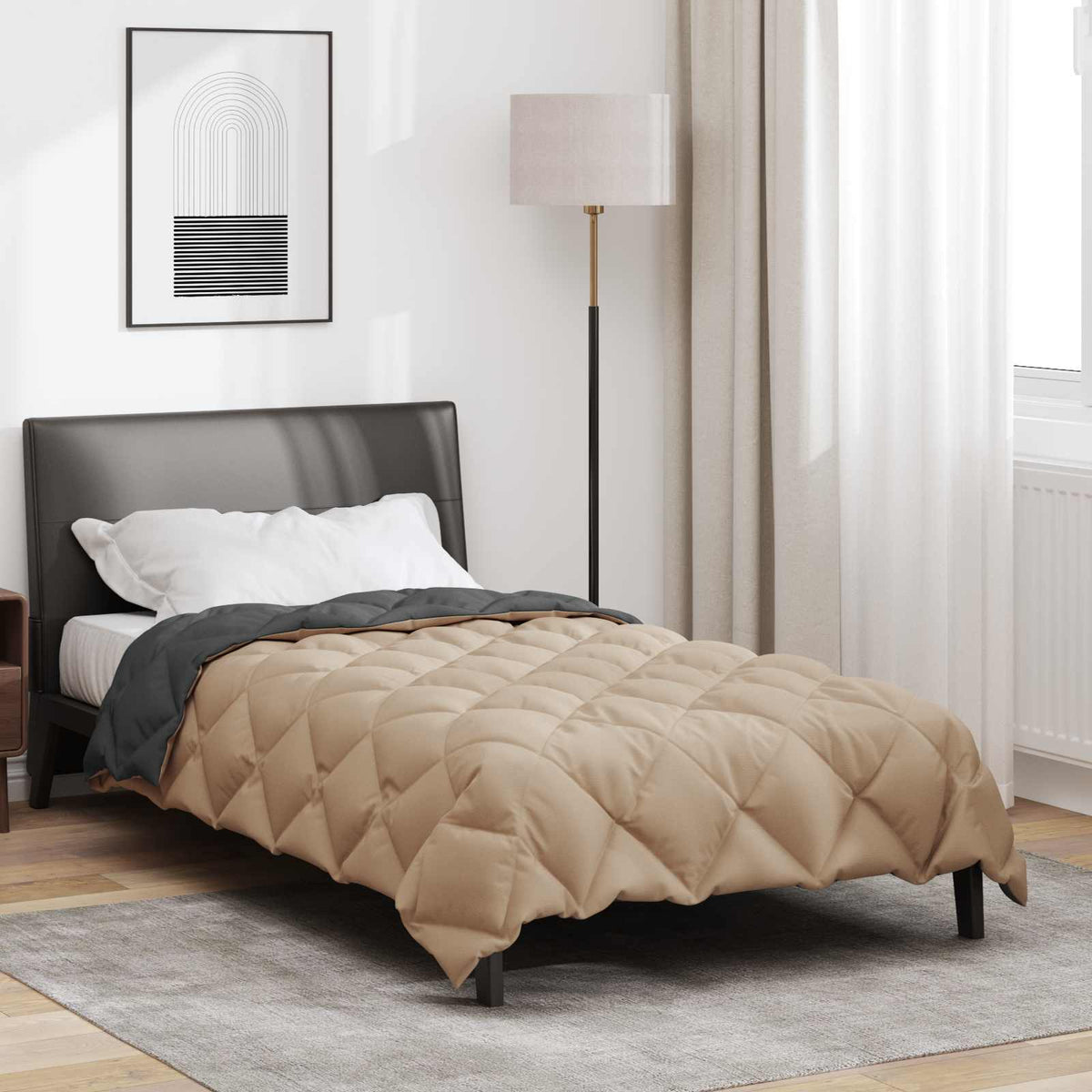 Zimska pokrivača Antracit i taupe 155 x 220 cm Mikrovlakna