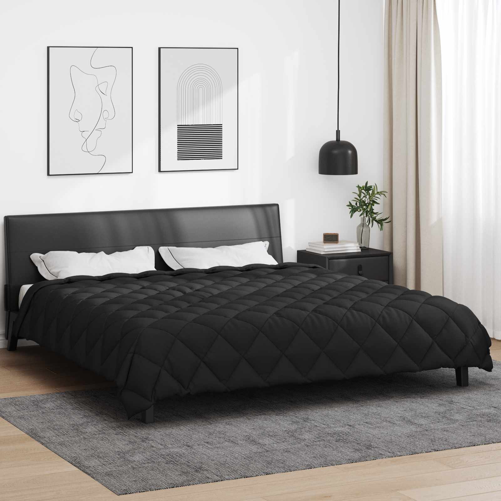 Zimska pokrivača Crna 200 x 240 cm Mikrovlakna