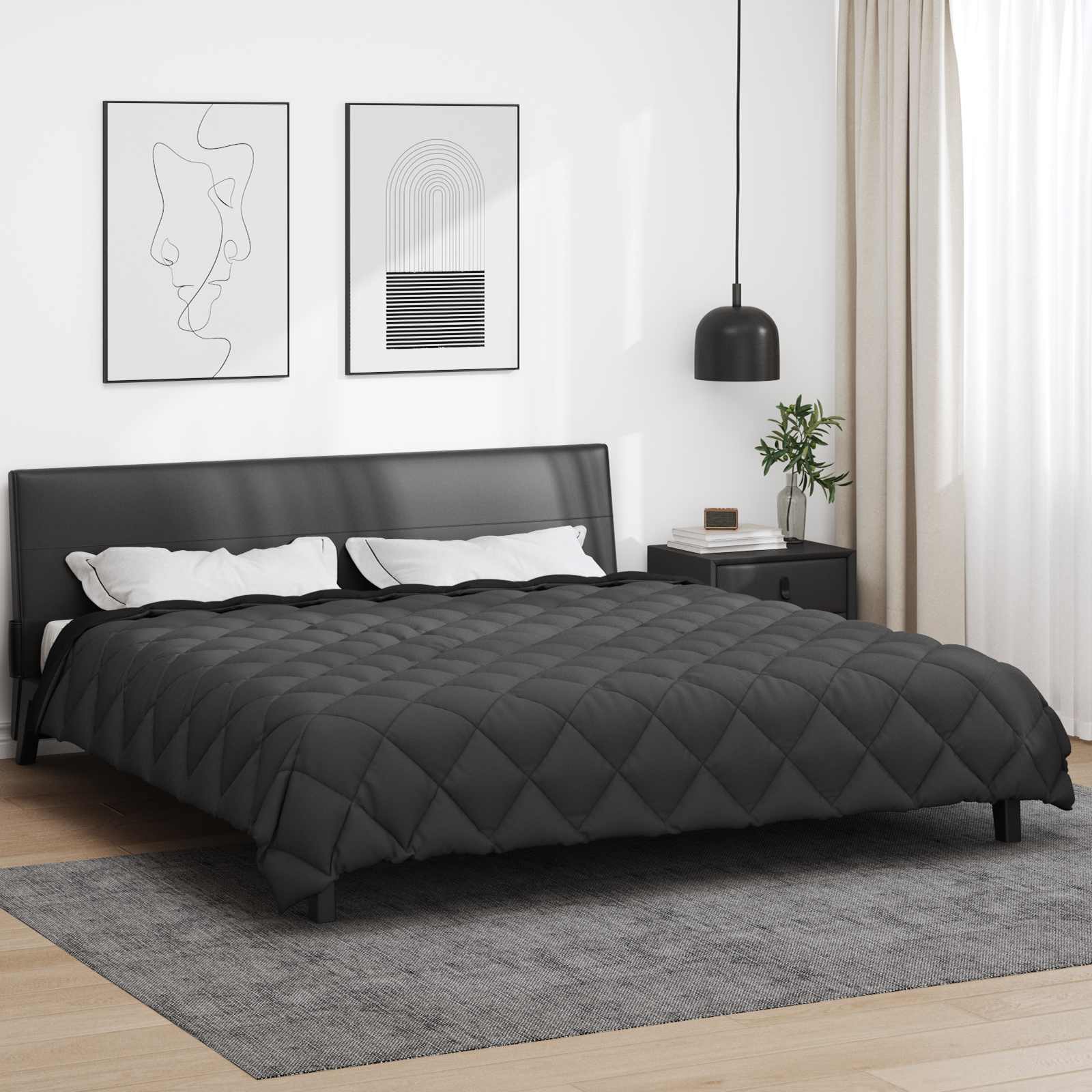 Zimska pokrivača Crna i antracit 200 x 220 cm Mikrovlakna