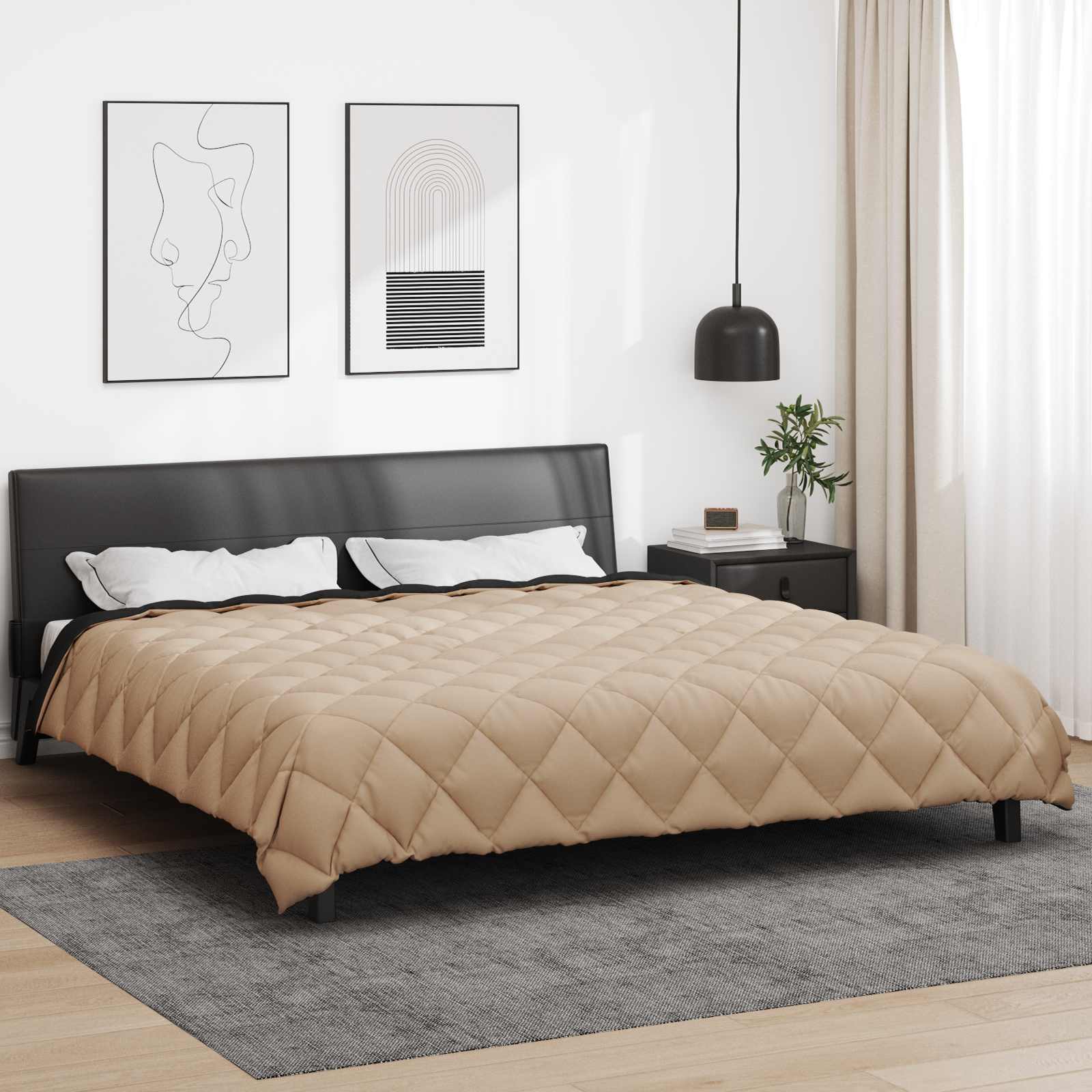 Zimska pokrivača Crna i taupe 200 x 240 cm Mikrovlakna