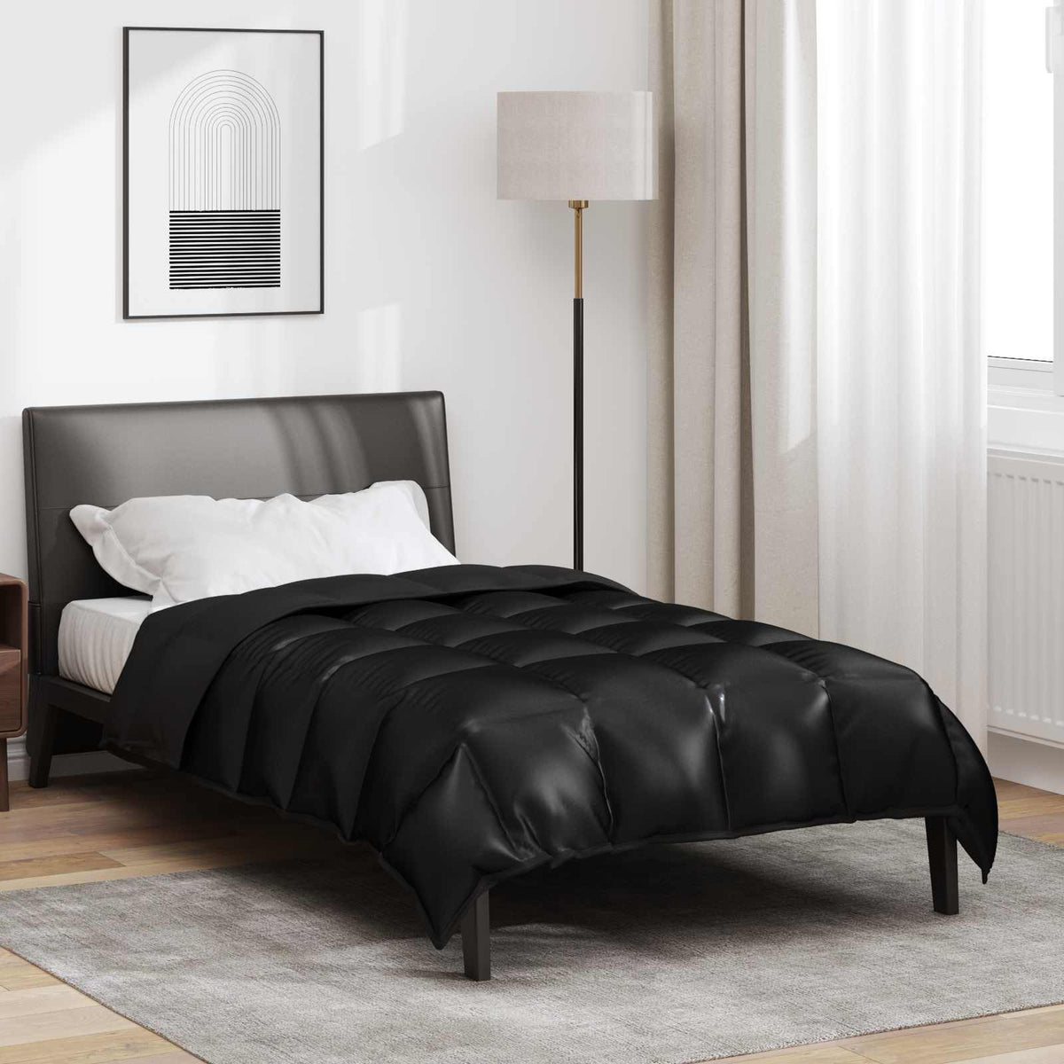 Zimska pokrivača Crna 140 x 200 cm Saten i mikrovlakna