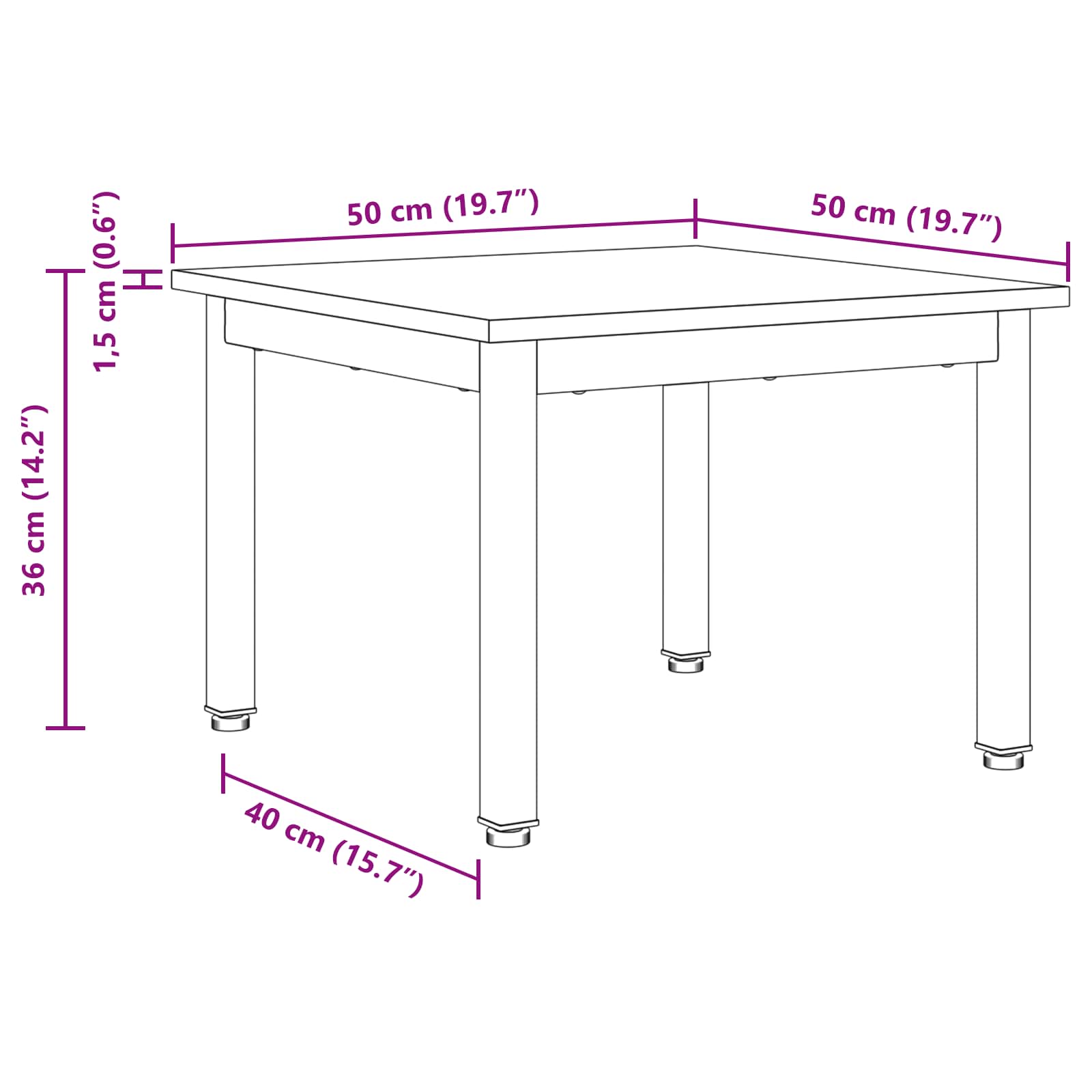 Kava Stol Staro drvo 50 x 50 x 36 cm Konstruirano drvo